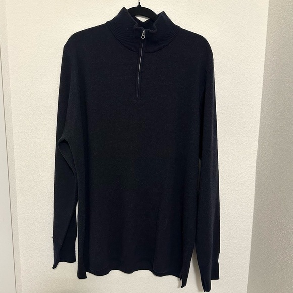 Relwen Merino Wool Blend Quarter Zip Pullover Sweater Deep Navy Size 2X Men’s - Picture 1 of 8